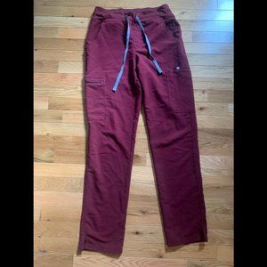 Figs High Waisted Yola Scrub Pants Size Small in Burgundy